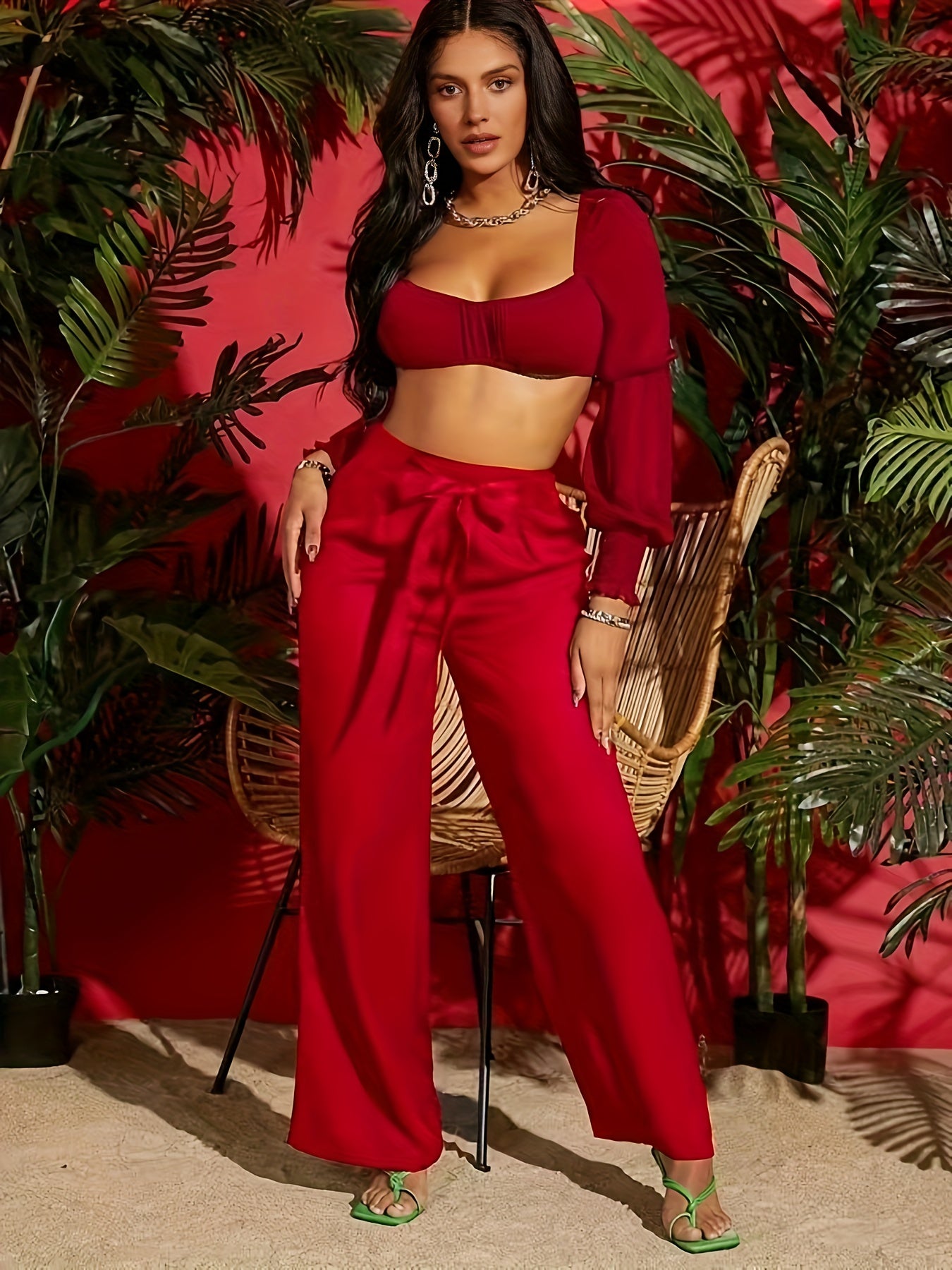 Vintage High Waist Bow Front Pants