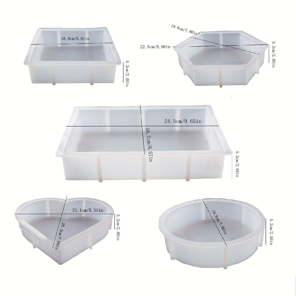 Resin Silicone Mold for DIY Art - Hexagon Round Square Rectangle