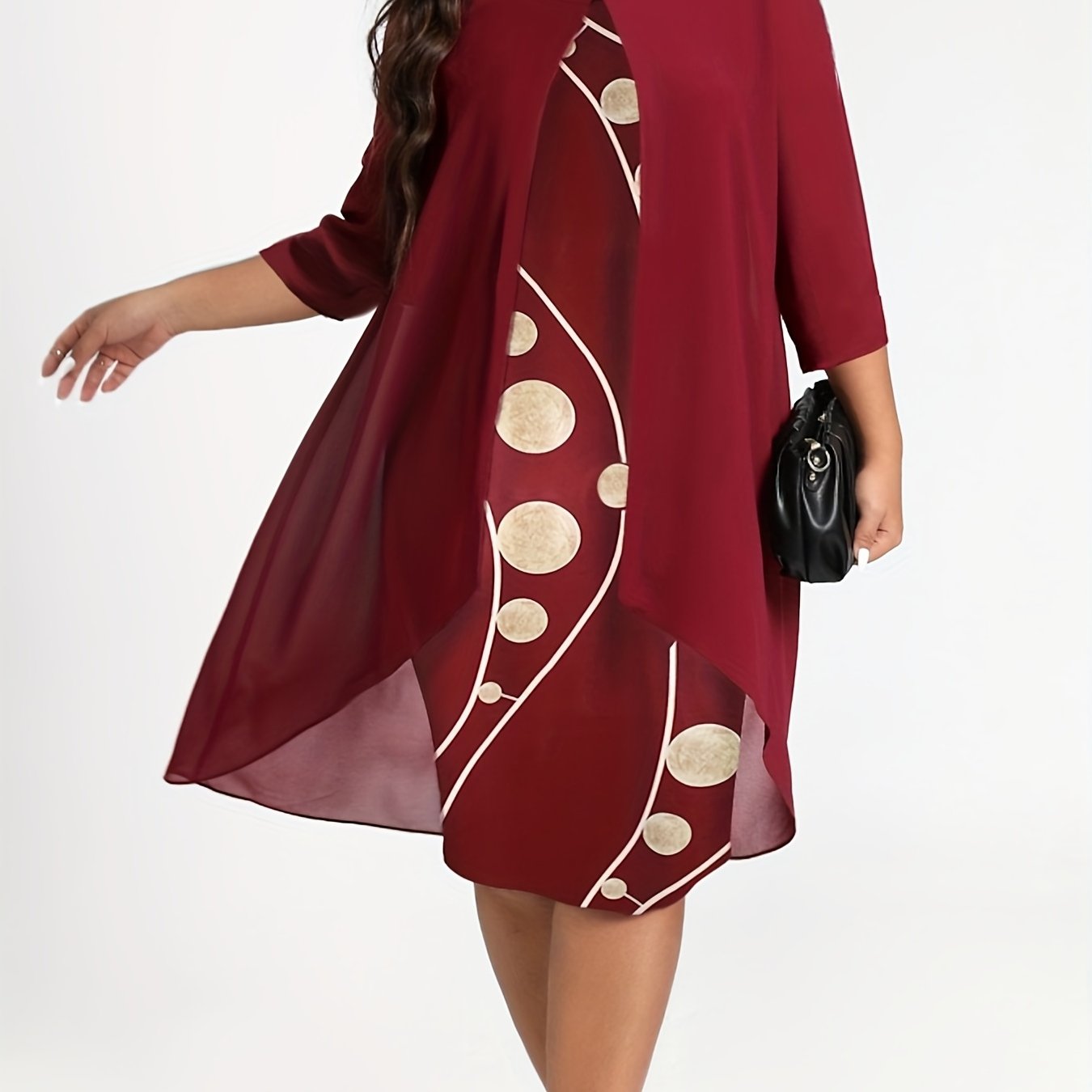 Mesh Layered Half Sleeve Dress