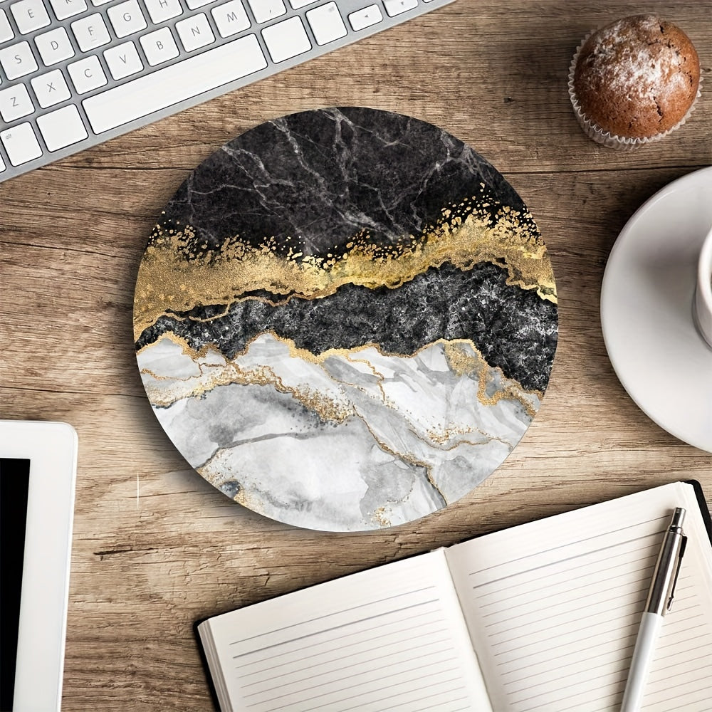 Waterproof Marble Round Mouse Pad Non Slip Rubber Base Mouse Pad