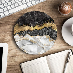 Waterproof Marble Round Mouse Pad Non Slip Rubber Base Mouse Pad