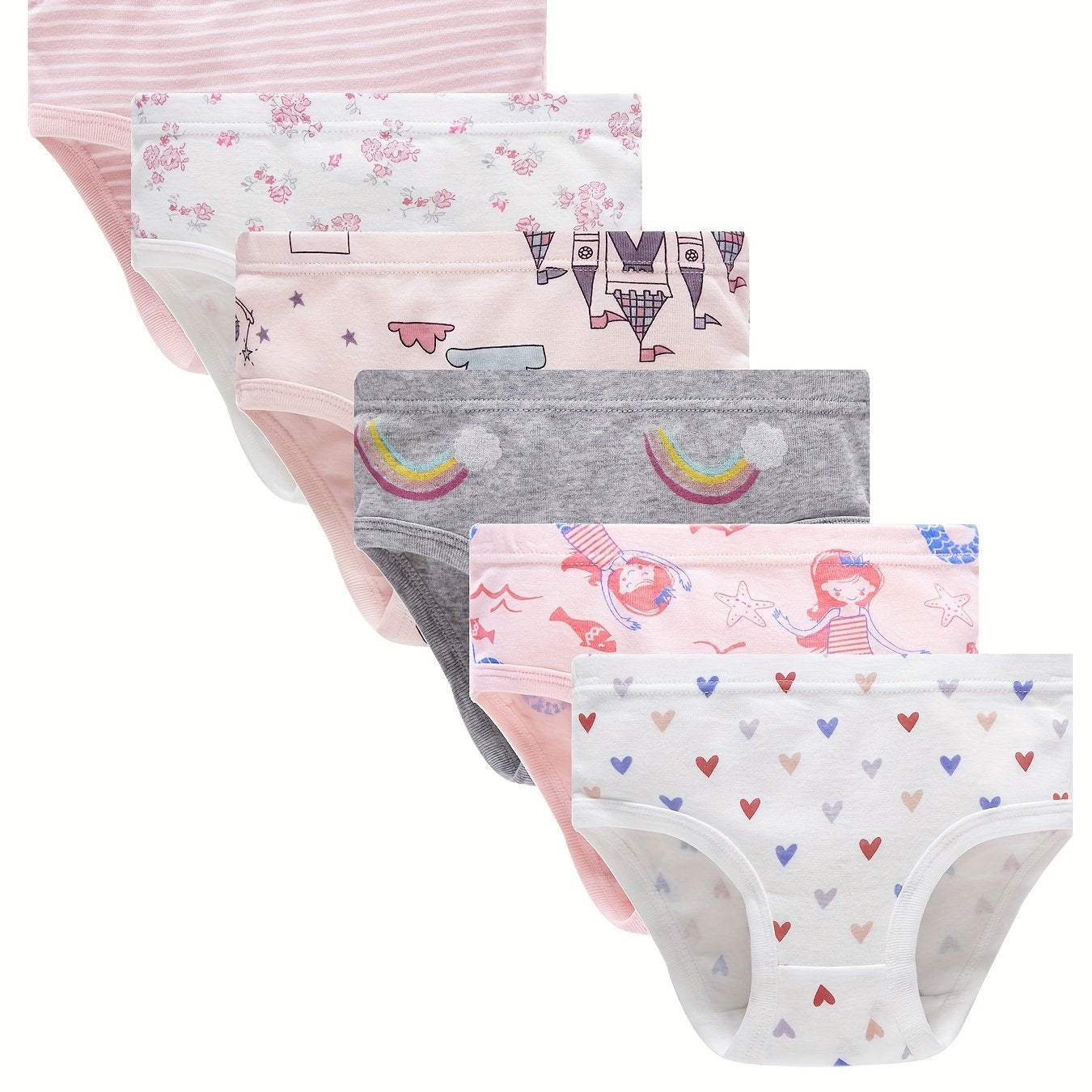 6pcs Teen Cartoon Graphic Print Cotton Briefs Underwear