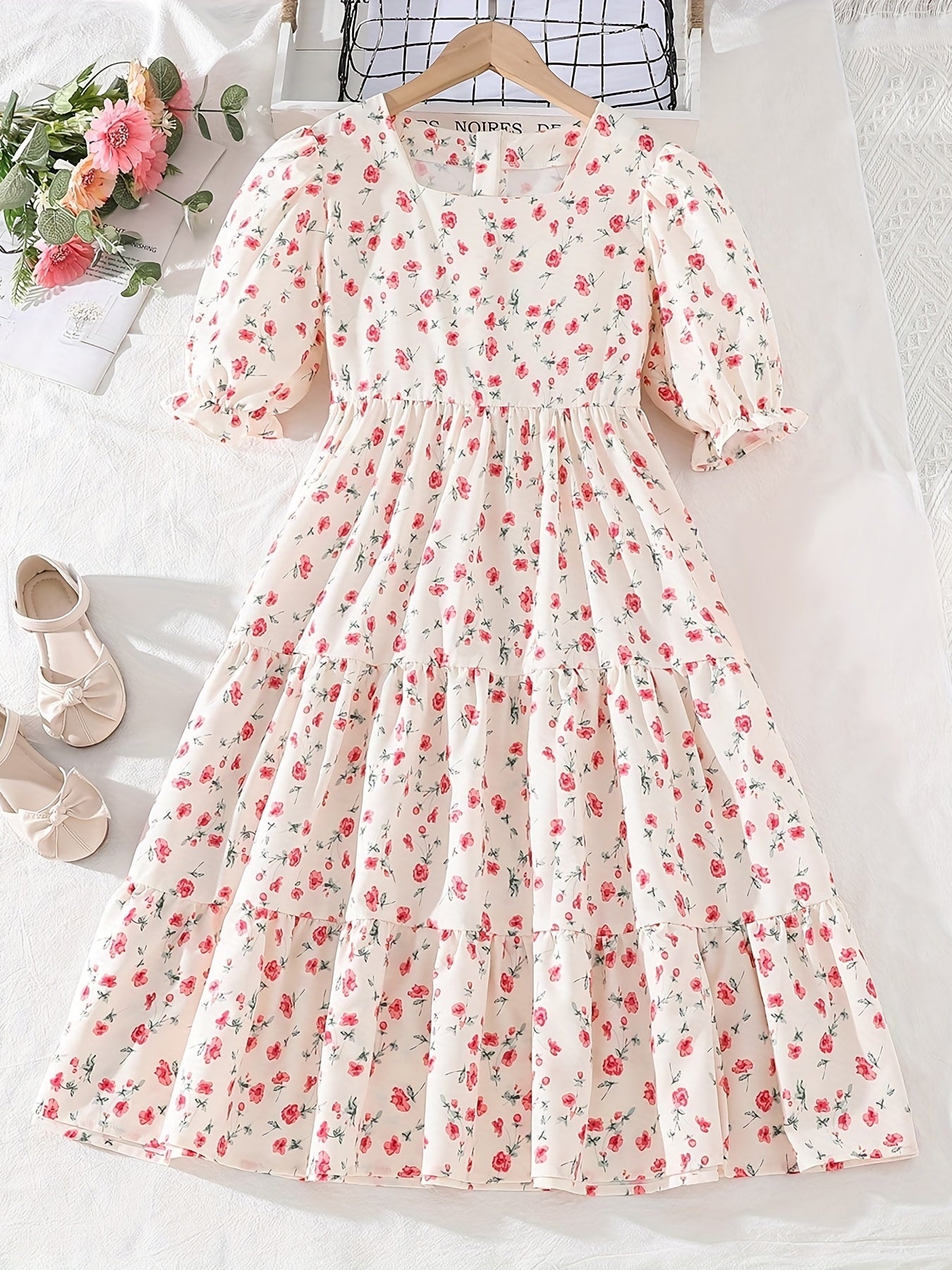 Girls' Ditsy Floral Tunic Dress for School Party
