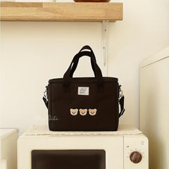 Bear Embroidery Insulated Mommy Bag Multifunctional Mother And Baby Bag