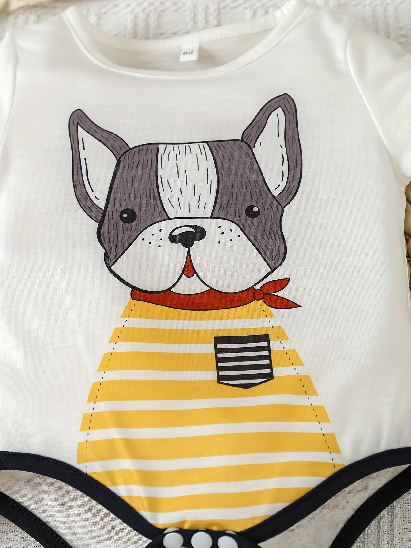 Baby Boy Onesie Dog Cartoon Print Short Sleeve Bodysuit