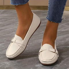 Women's Buckle Decor Slip On Loafers Soft Sole Outdoor Shoes