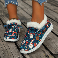 Women's Christmas Style Snow Boots with Santa Gingerbread Patterns