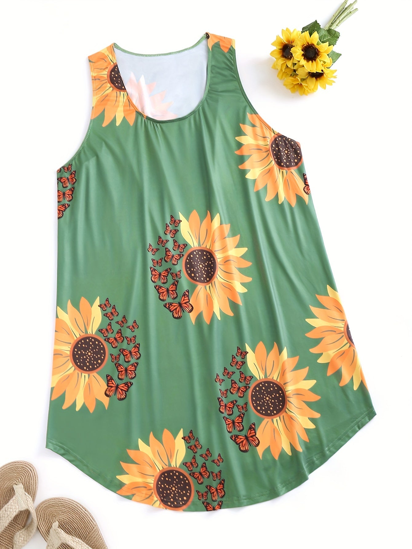 Y2K Nightdress Tie Dye & Butterfly Print Round Neck
