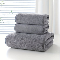 3pcs High Density Coral Fleece Towel Set Soft & Absorbent