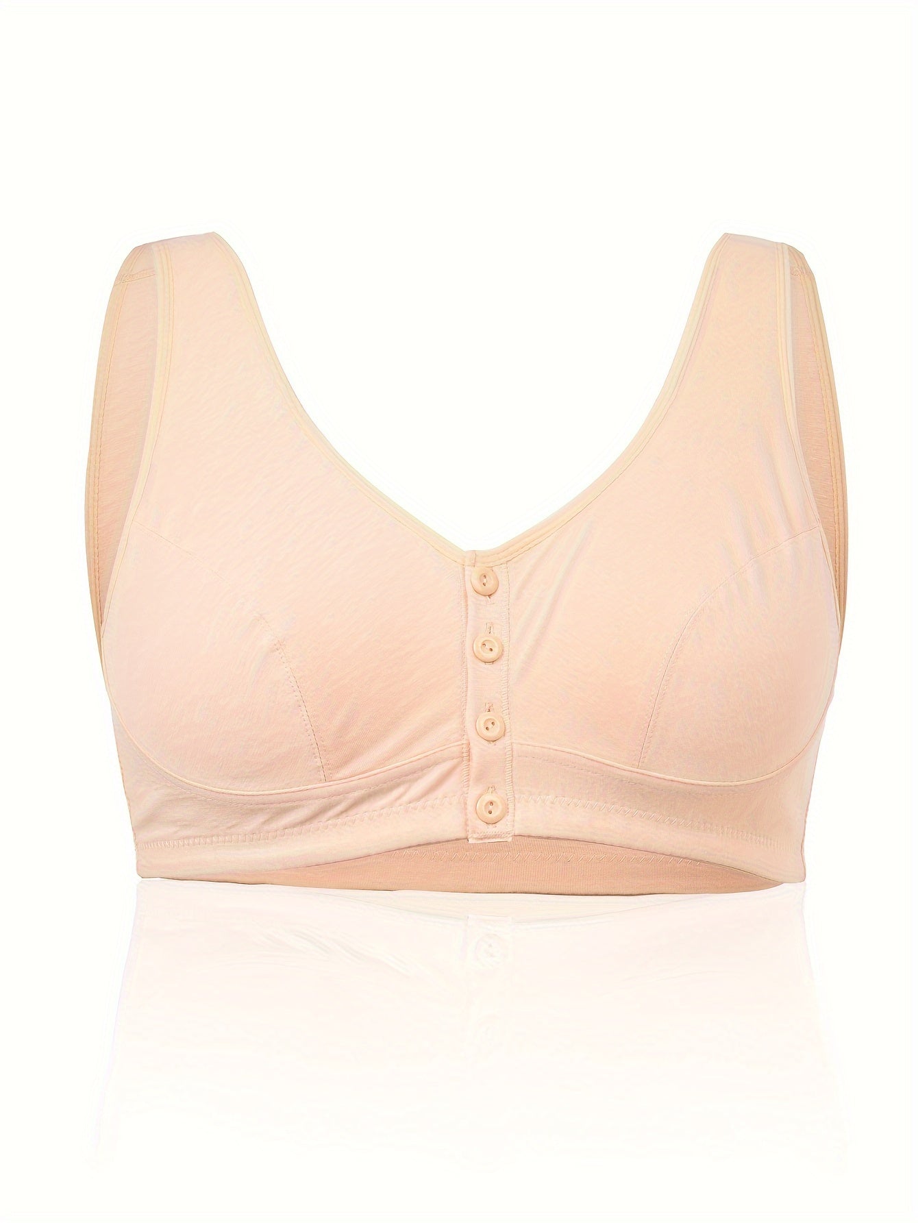 Plus Size Bra Women's Plus Solid Buckle Front Comfort Wireless Wide Straps Bra