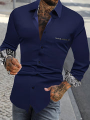 Paisley Print Collar Men's Casual Button Up Long Sleeve Shirt