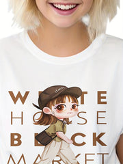 Cartoon Girl Graphic T-shirt for Kids