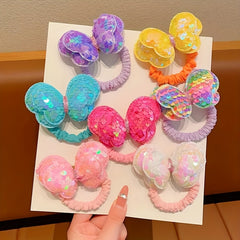 2pcs Sequin Bow Hair Ties Elastic Hair Rope