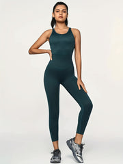 Women's Solid Yoga Jumpsuit Sleeveless Fitness Jumpsuit