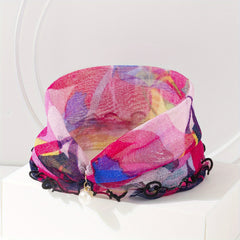 Flower Print Ruffle Scarf Elastic Neckerchief Infinity Scarf