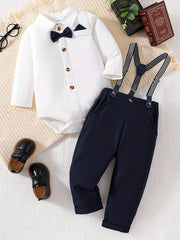 Baby Boy Clothes Suit Toddler Gentleman Outfits Formal Dress Shirt Bowtie