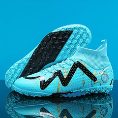 Boy's High Top Turf Football Boots Lace Up TF Soccer Cleats