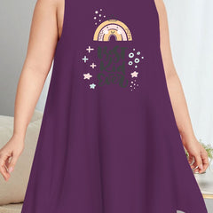 Rainbow & Letter Print Tank Sleep Dress