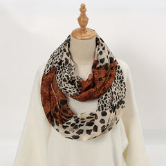 Leopard Block Scarf Women Warm Neckerchief Stylish Vintage Chiffon