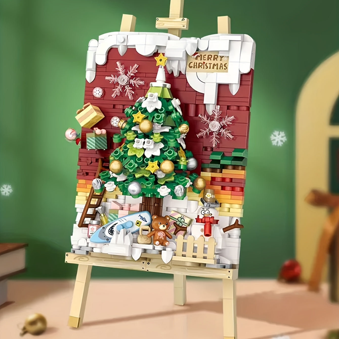 3D Christmas Painting - Snowman and Reindeer Scene