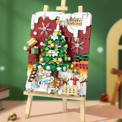 3D Christmas Painting - Snowman and Reindeer Scene