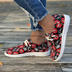 Lips Pattern Flat Shoes Women's Slip On Casual Shoes