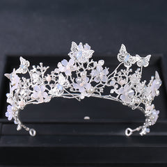 Silvery Crystal Tiara Crowns Party Queen Bridal Wedding Hair Accessories