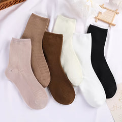 6 Pairs Solid Socks Comfy & Breathable Women's Stockings & Hosiery