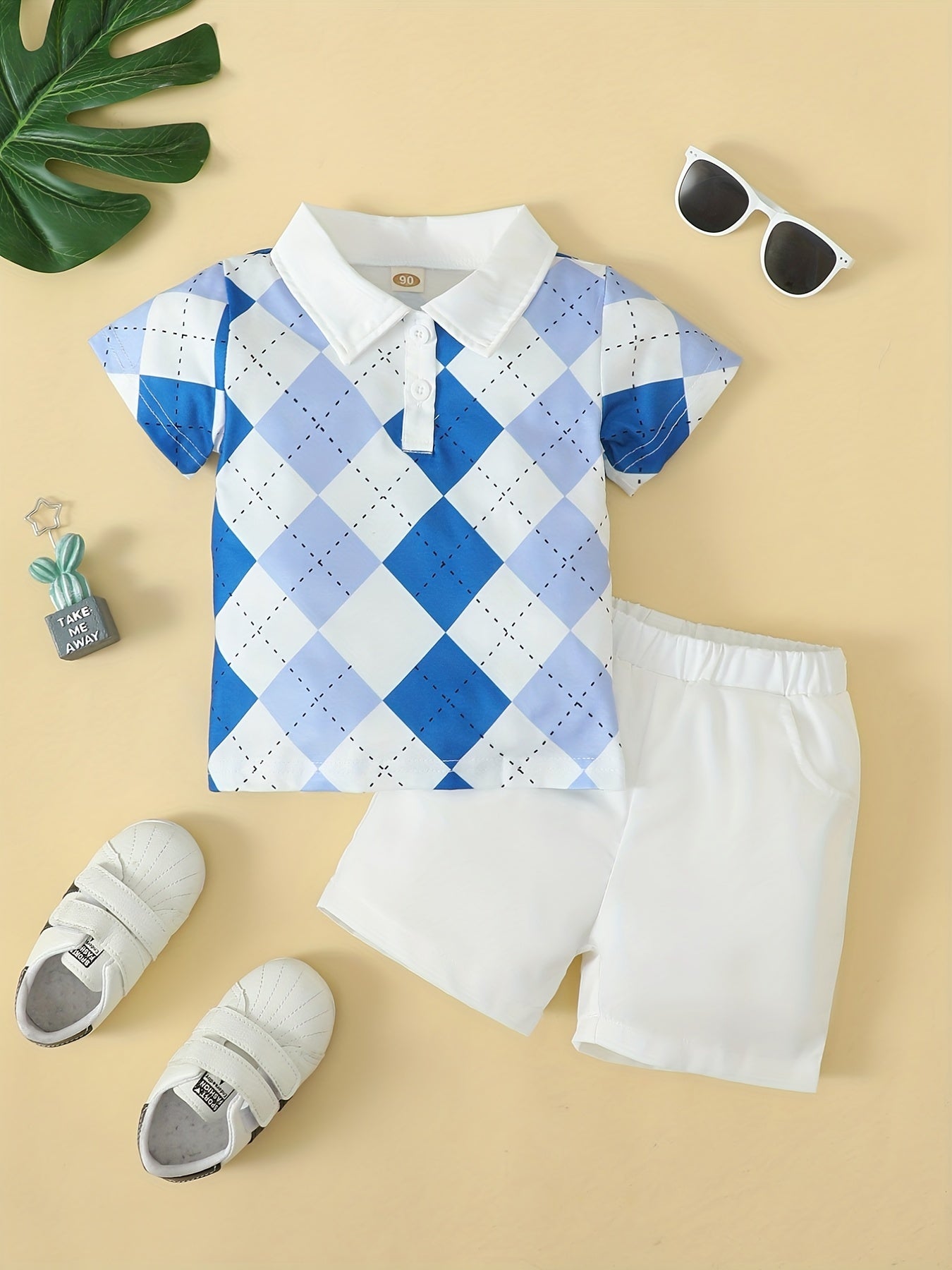 Plaid Polo Shirt & Shorts Set Boy Summer Clothes Kids Clothing