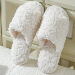 Plush Lined Open Toe Slippers Cozy Slip On Shoes