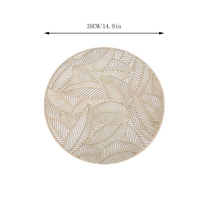 Leaf PVC Hollow Out Round Placemat Heat Insulation Mat
