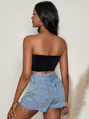 Women's Eyelet Tube Top Bandeau Crop Top