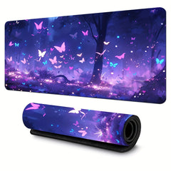 Purple Butterfly Large Mouse Pad Extended Desk Pad Non Slip Rubber Base
