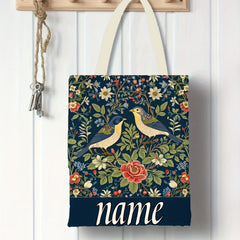 Personalized Floral & Bird Tote Bag for Her