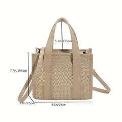 Straw Woven Tote Crossbody Bag for Travel Beach