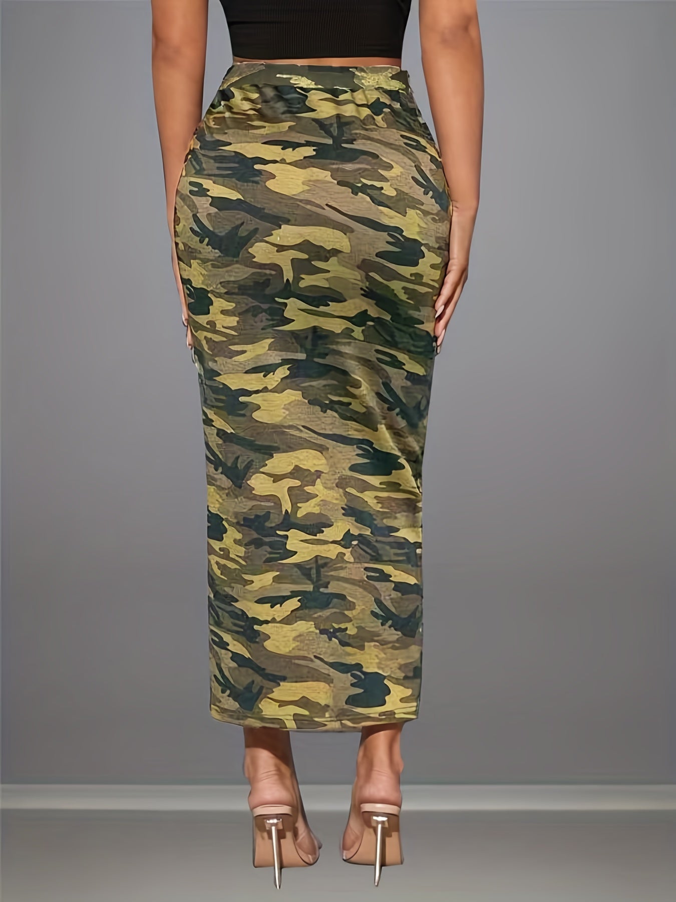 Camo Print High Waist Slim Skirt for Women