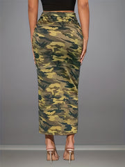 Camo Print High Waist Slim Skirt for Women