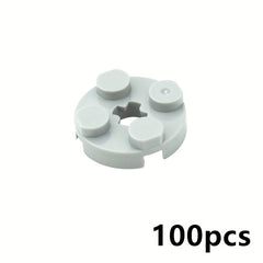 100pcs MOC Parts DIY 2x2 Round Plate with Cross Shaft Hole Toy