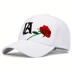 Men's LA Rose Embroidered Baseball Cap Adjustable Sun Cap