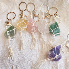 4pcs Amethyst Raw Stone Key Chain Pendant