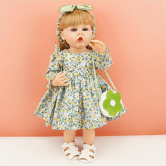 22" Blonde Princess Doll with Hairstyle Options & Green Floral Dress