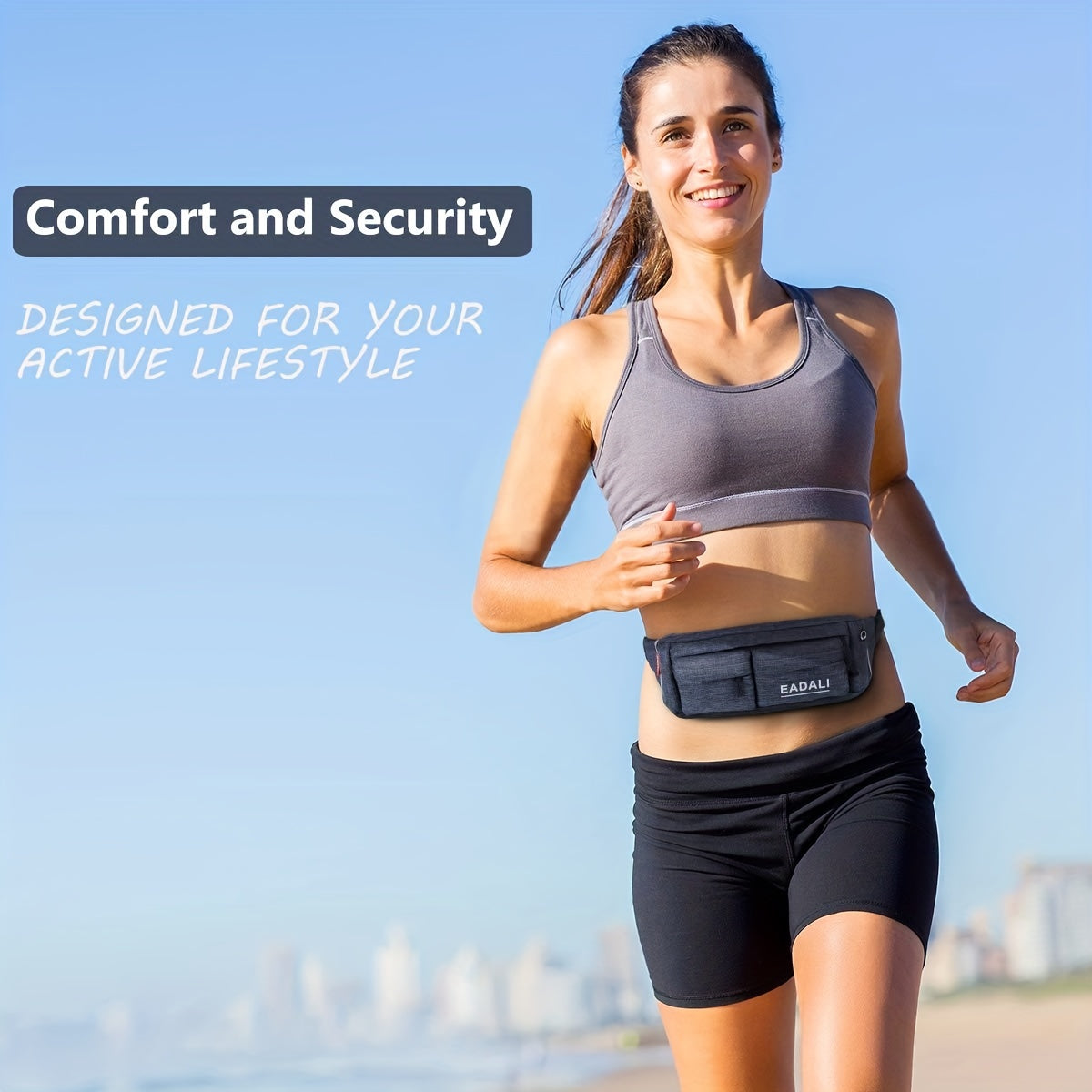 Waterproof Sports Waist Bag for Fitness & Hiking Zipper Adjustable Waist Bag