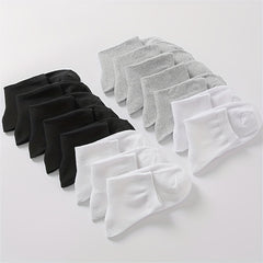 15 Pairs Solid Crew Socks for Women