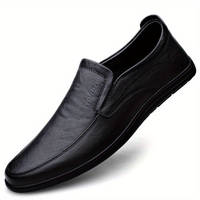 Men's Embossed Letter Loafer Shoes Non-slip Slip On Dress Shoes