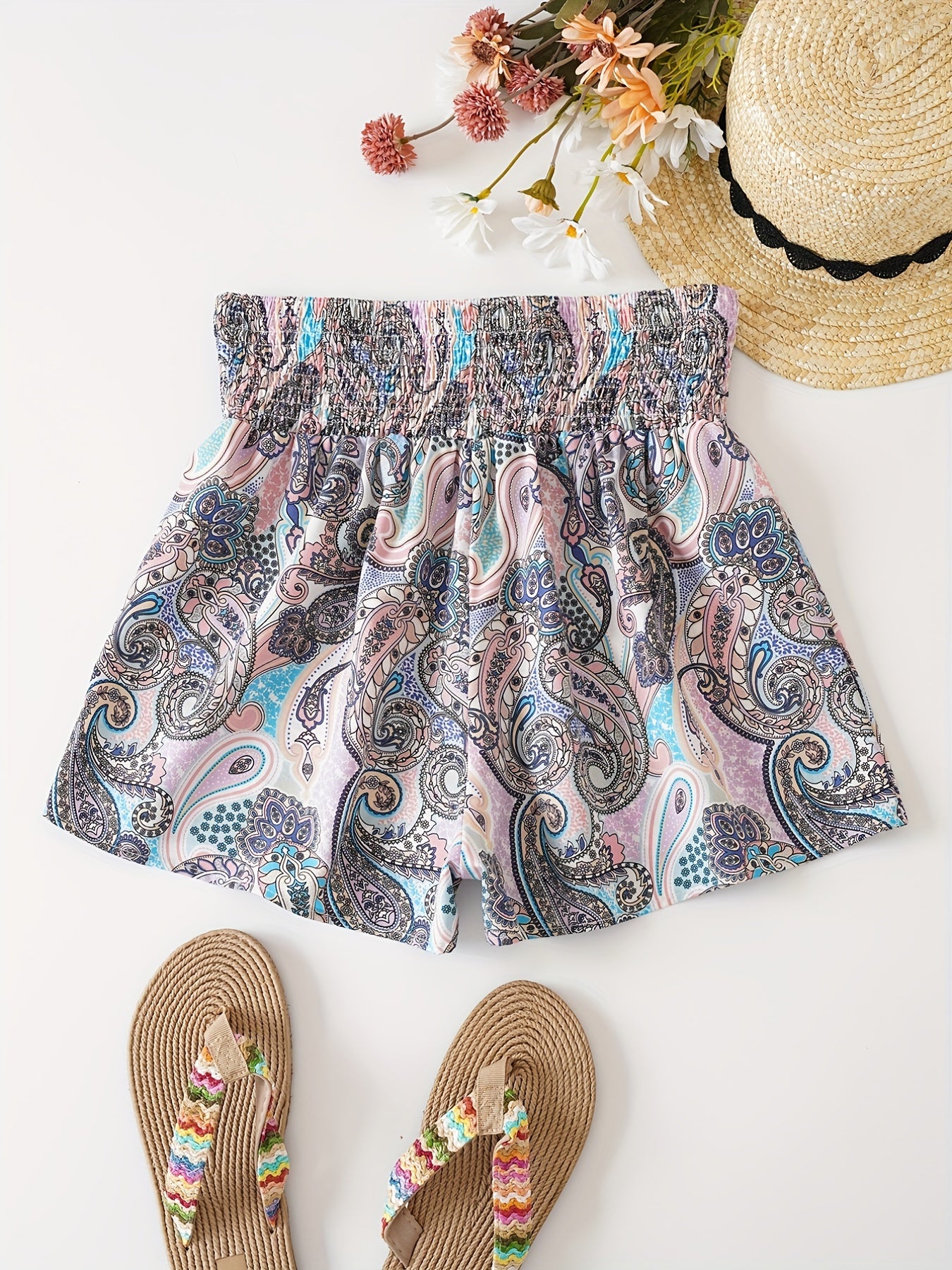 Boho Print High Waist Shorts Casual Women's Clothing