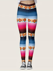 Rainbow Stripe Yoga Leggings High Waist Workout Tights Women's Activewear