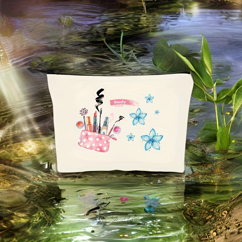 Canvas Cosmetic Bag Large Capacity Travel Makeup Bag