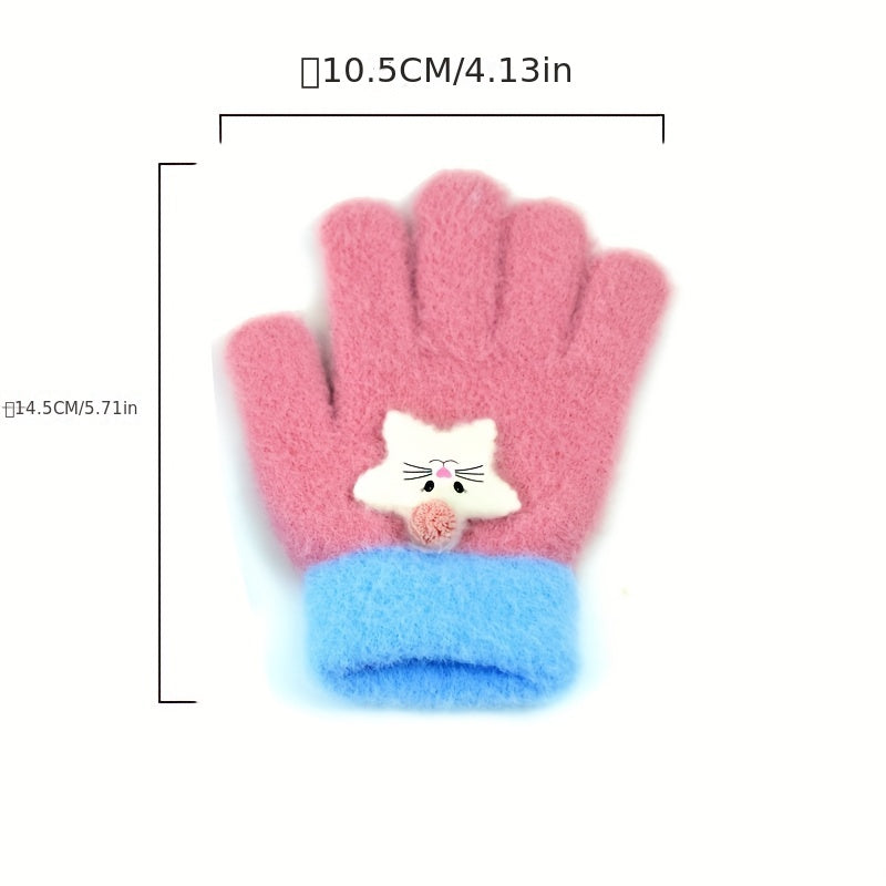 Kids Winter Plush Cartoon Touch Screen Gloves Ages 3-7