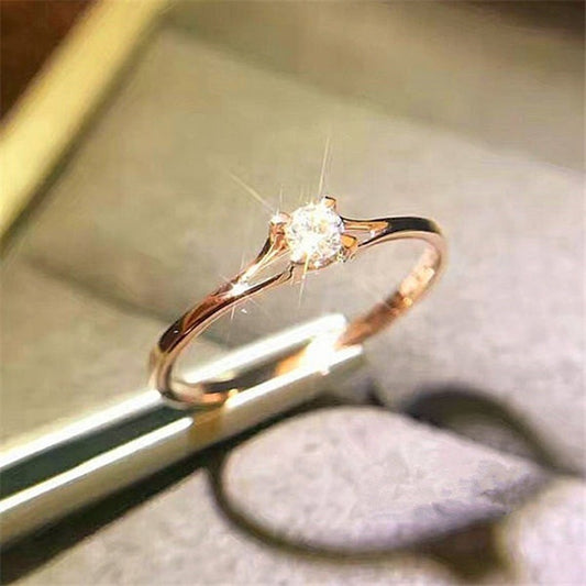 Classic 4 Prong Zircon Wedding Ring Women's Hand Jewelry Gift