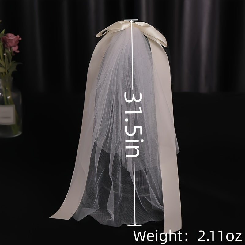 Faux Pearl Bow Veil Headband Wedding Bridal Accessories